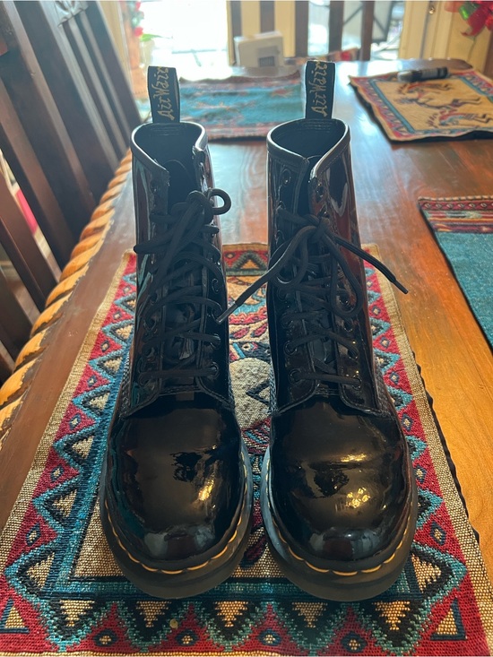 Dr. Martens Shoes - Classic Dr Martens Black Patent Lace-Up Combat Boots